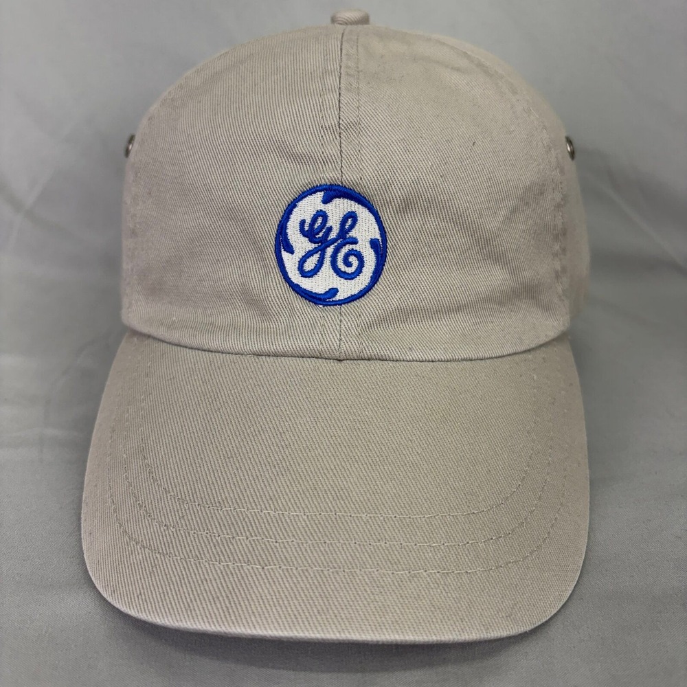 HeadShot GE Logo Baseball Hat Mens OSFM Tan General Electric Corporate Cap